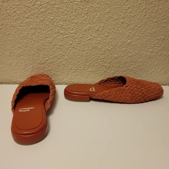 NWOB Jeffrey Campbell Brick-Red Suede Interweave Mules Size 6 / 37