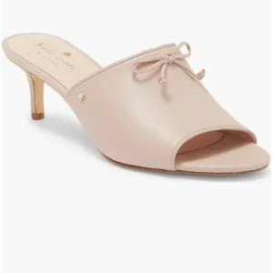 NWOB Kate Spade Stassi Bow Mules In Pale Vellum Size 9B
