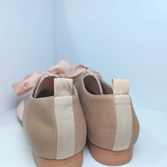 NWOB Kelsi Dagger Blush Pink Tweed &amp; Leather Lace Up Pointed Toe Oxfords 10