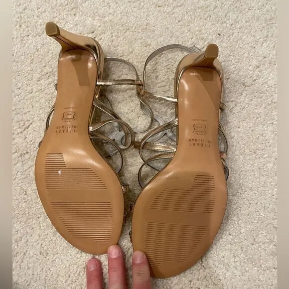 NWOB Stuart Weitzman gold strappy heels Sz. 8.5