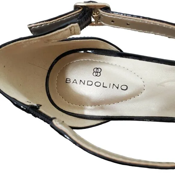 NWOT Bandolino Black Faux Patent Leather Pointed Toe Bow Heels Women's Size 7.5