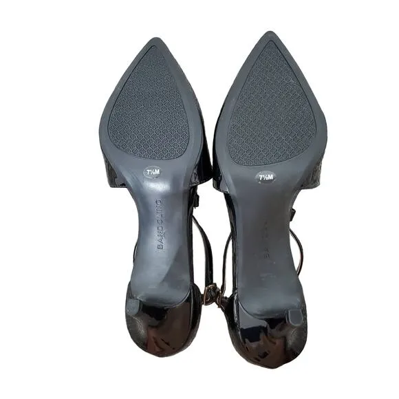 NWOT Bandolino Black Faux Patent Leather Pointed Toe Bow Heels Women's Size 7.5