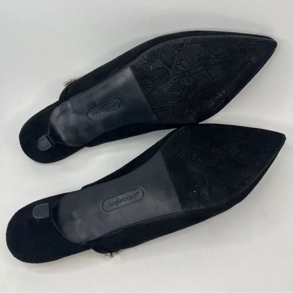 NWOT comfortview Wide Width The Bette Mule Suede Embellishment along strap 10W
