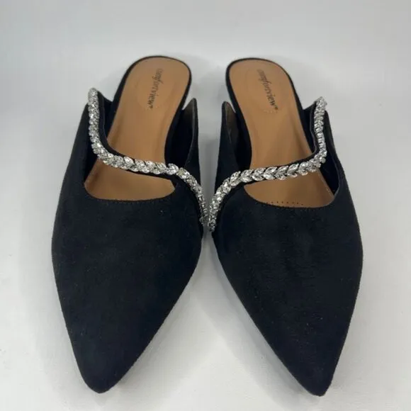 NWOT comfortview Wide Width The Bette Mule Suede Embellishment along strap 10W