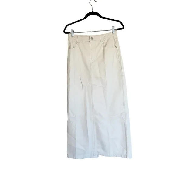 NWOT FREE PEOPLE City Slicker Vegan Maxi Skirt  Ivory