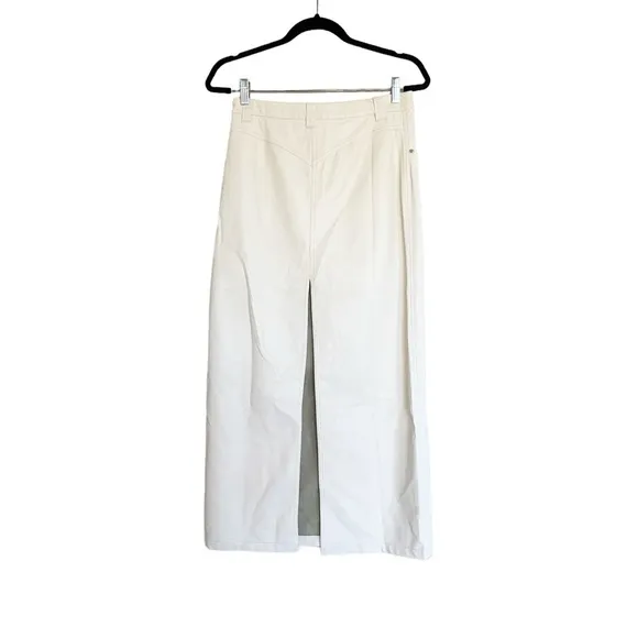 NWOT FREE PEOPLE City Slicker Vegan Maxi Skirt  Ivory