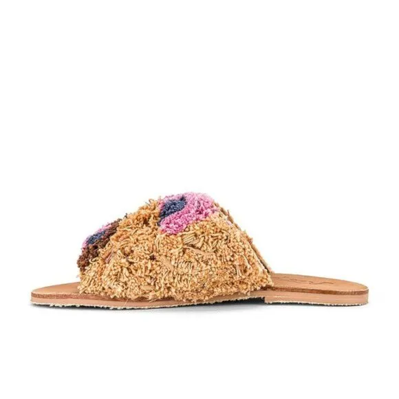 NWOT Free People Yuma woven &quot;shag&quot; peep toe sandal mules, 37