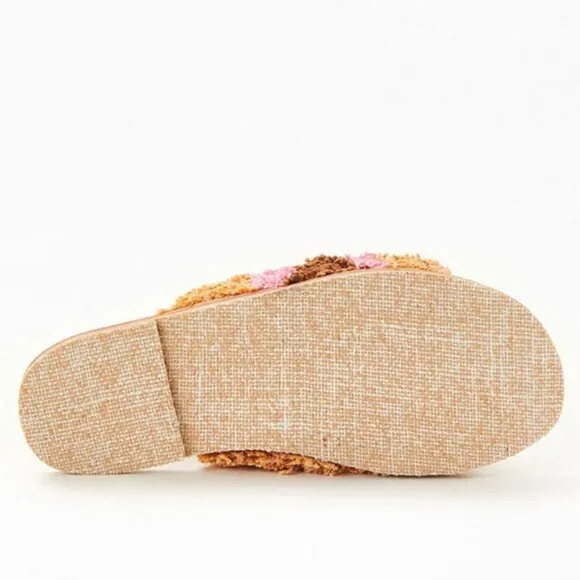 NWOT Free People Yuma woven &quot;shag&quot; peep toe sandal mules, 37