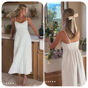 NWOT Show Me Your MuMu Linen Allegra Midi Dress White Sz XS