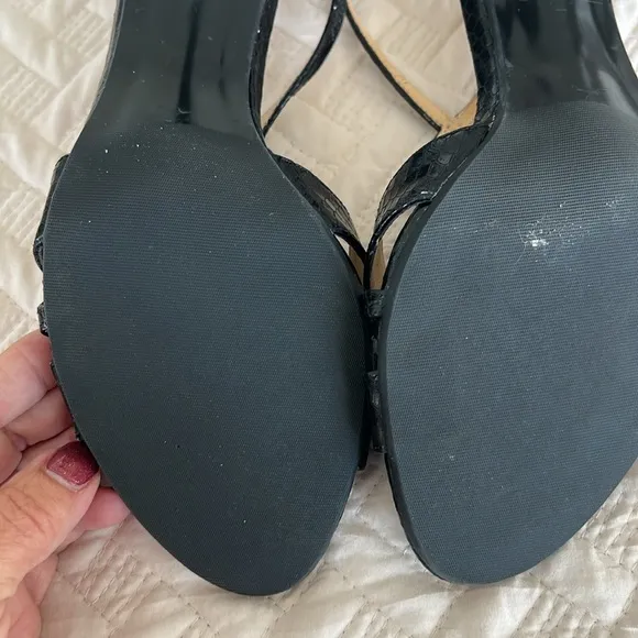 NWOT Talbots black faux snake skin heels size 8