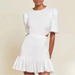 NWT $498 Veronica Beard 8 10 Iker Puffed Sleeve Mini Dress Ruffle Cut Out Dress