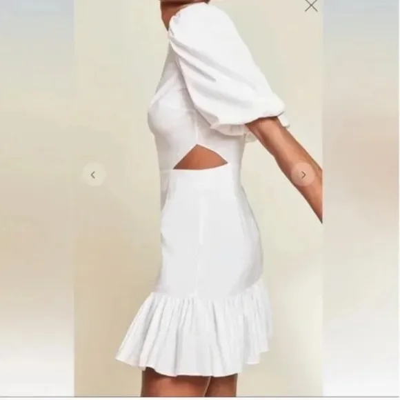 NWT $498 Veronica Beard 8 10 Iker Puffed Sleeve Mini Dress Ruffle Cut Out Dress