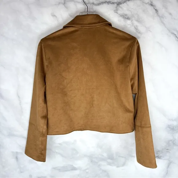 NWT Abercrombie &amp; Fitch Vegan Suede Button Through Barn Jacket Preppy Brown XS