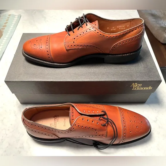 NWT Allen Edmonds Men's Sanford Oxfords in Bourbon - 9C