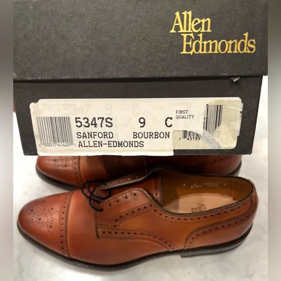NWT Allen Edmonds Men's Sanford Oxfords in Bourbon - 9C