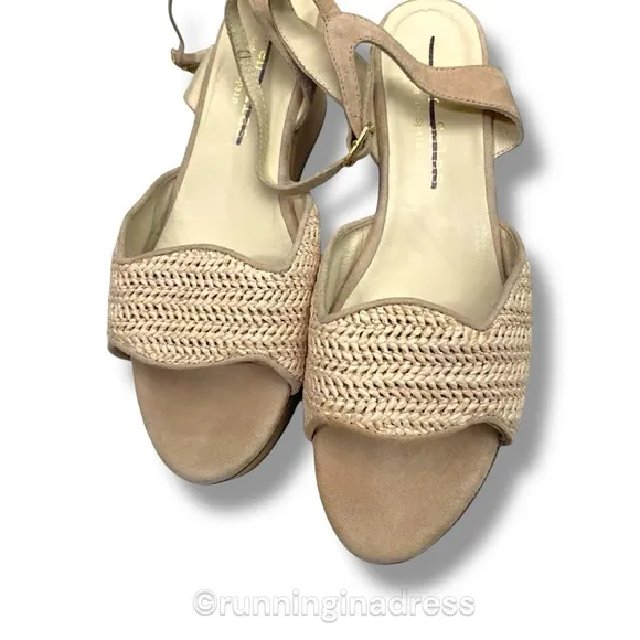 NWT Anthropologie Carmen Salas Dalia Wooden Wedge Sandals In Neutral Size 9.5 40