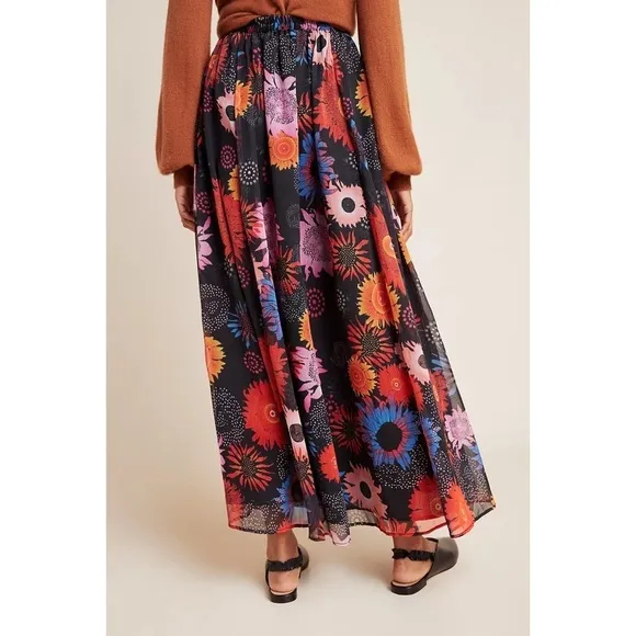NWT Anthropologie Rina Dhaka  Genia Floral Sunflowers Daisy Maxi Skirt Small​​​