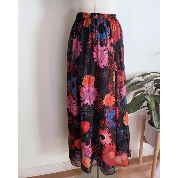 NWT Anthropologie Rina Dhaka  Genia Floral Sunflowers Daisy Maxi Skirt Small​​​