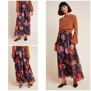NWT Anthropologie Rina Dhaka  Genia Floral Sunflowers Daisy Maxi Skirt Small​​​