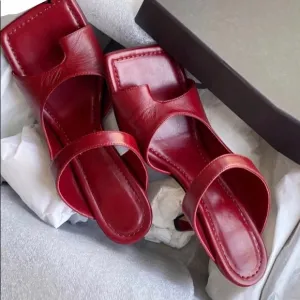 NWT CHERRY red square toe thong kitty mules FINAL SALE last few pairs