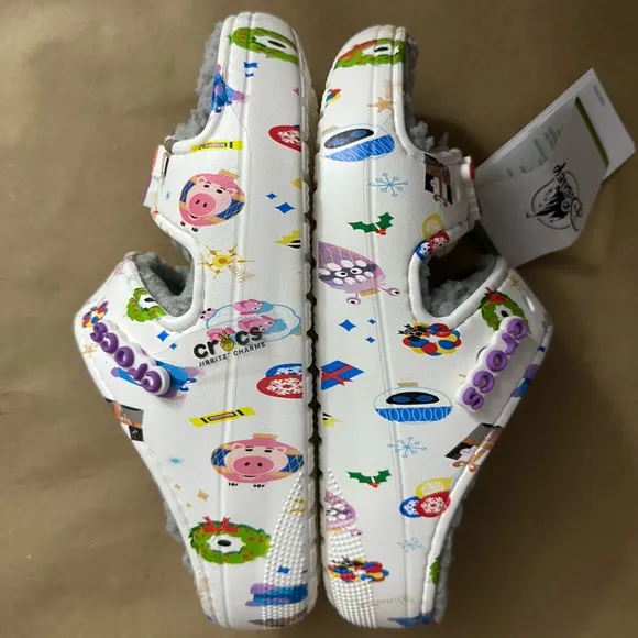 NWT Crocs Disney Parks Holiday Pixar Toy To The World White Slides Sandals