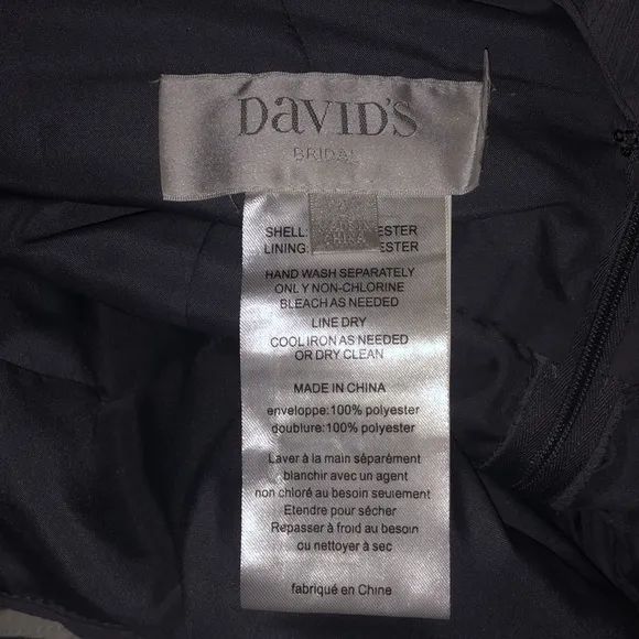 NWT David's Bridal surplice tank long chiffon bridesmaid pewter column gown