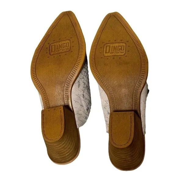 NWT Dingo Knockout Natural Gray Snake Print Suede Leather Slip On Mules Size 9