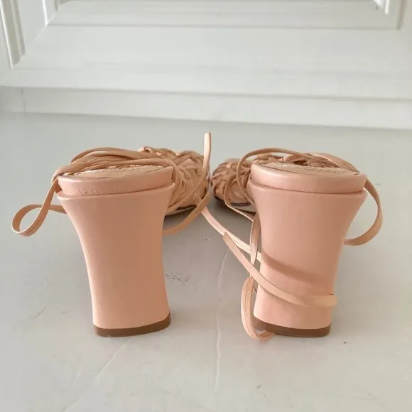 NWT Elvio Zanon Anthropologie Strappy Woven Neutral Leather Heels Sz 36
