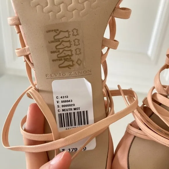 NWT Elvio Zanon Anthropologie Strappy Woven Neutral Leather Heels Sz 36