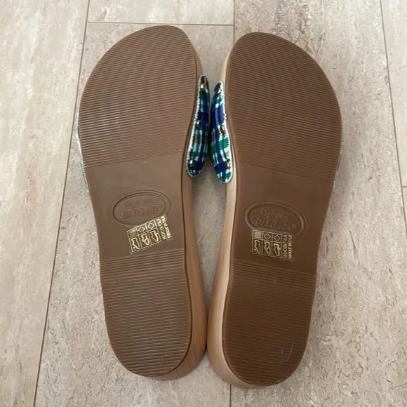 NWT GANNI x Dr. Scholl's Plaid Wooden Clog Sandals Buckle Retro Slides Blue 9