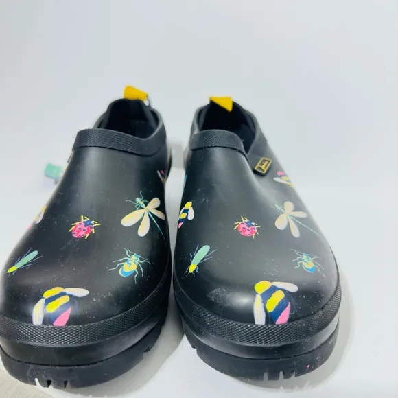 NWT Joules Slip On Shoes Rain Garden Clogs BlackBugs Rubber Ladybug Bee Black 11