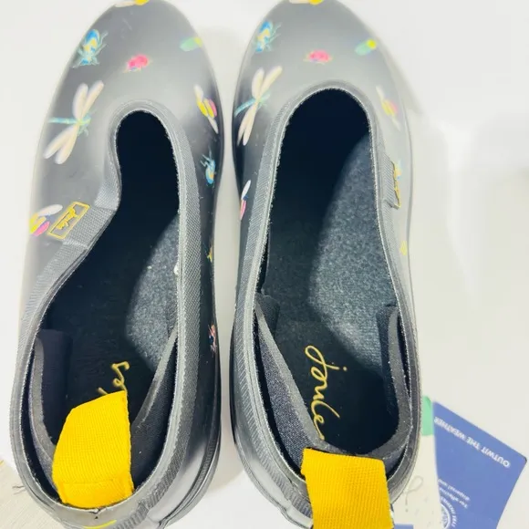 NWT Joules Slip On Shoes Rain Garden Clogs BlackBugs Rubber Ladybug Bee Black 11
