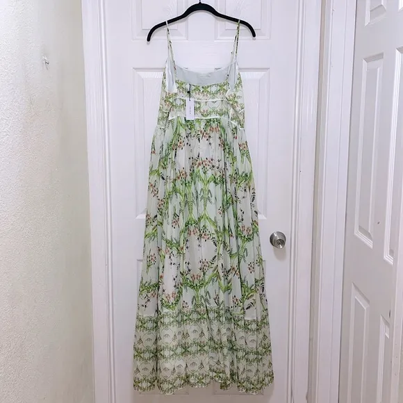 NWT Karen Millen Silk Cotton Mirrored Floral Strappy Woven Maxi Dress