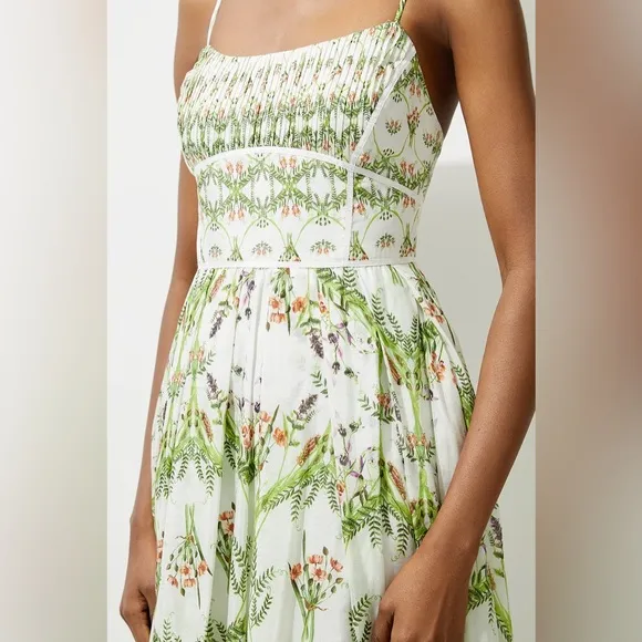 NWT Karen Millen Silk Cotton Mirrored Floral Strappy Woven Maxi Dress