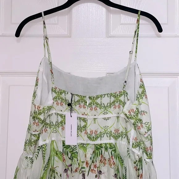 NWT Karen Millen Silk Cotton Mirrored Floral Strappy Woven Maxi Dress