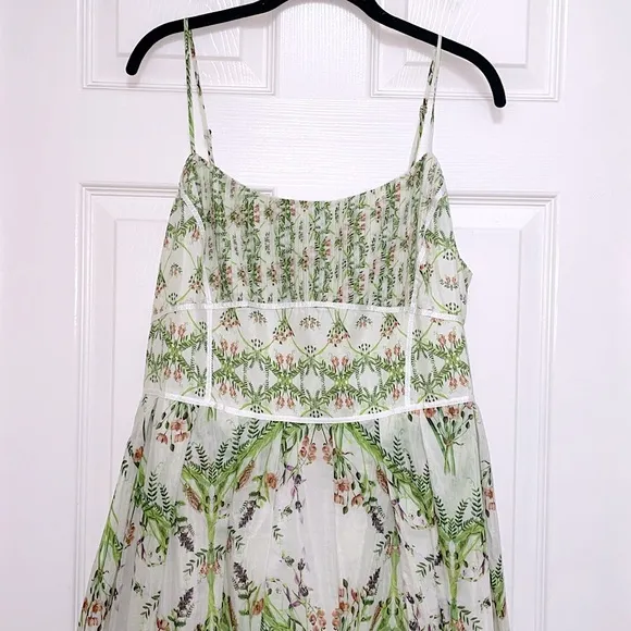 NWT Karen Millen Silk Cotton Mirrored Floral Strappy Woven Maxi Dress