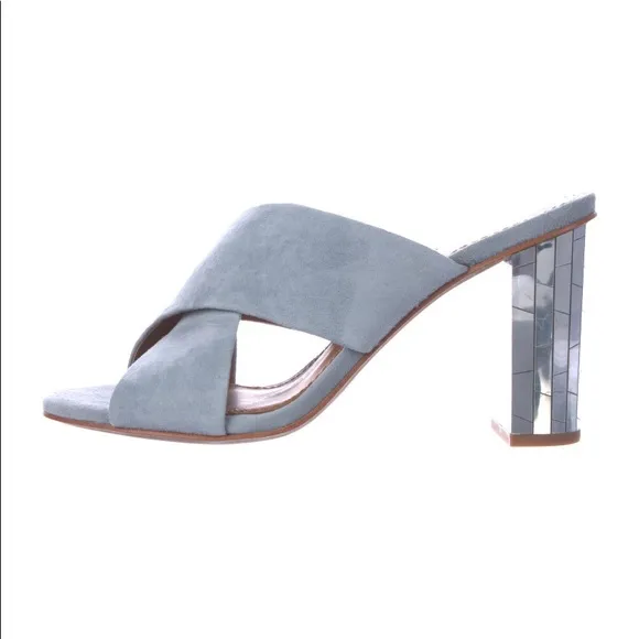 NWT Lola Cruz Suede Criss Cross Blue Slides mules Blue and silver. comfortable❤️