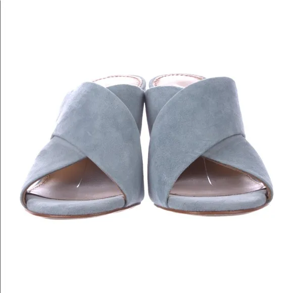 NWT Lola Cruz Suede Criss Cross Blue Slides mules Blue and silver. comfortable❤️