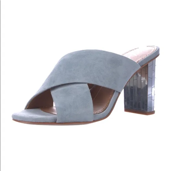 NWT Lola Cruz Suede Criss Cross Blue Slides mules Blue and silver. comfortable❤️