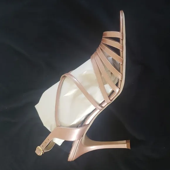 NWT MANOLOS! BLAHNIK strappy nude stilettos slingback sandals heels size 8.5 - 9