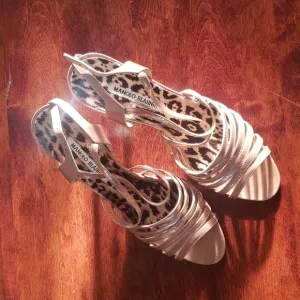 NWT MANOLOS! BLAHNIK strappy nude stilettos slingback sandals heels size 8.5 - 9