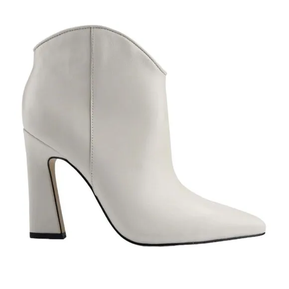 NWT MARC FISHER MASINA POINTED TOE LEATHER WESTERN BOOTIE WOMENS SIZE 8.5 IVORY