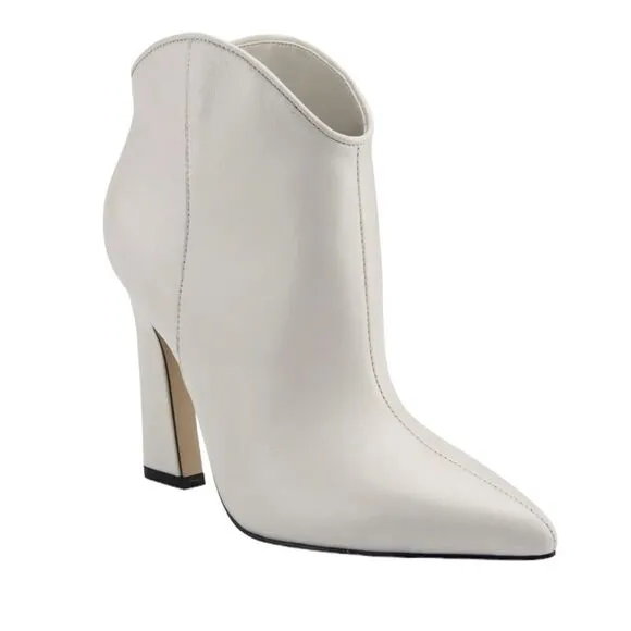 NWT MARC FISHER MASINA POINTED TOE LEATHER WESTERN BOOTIE WOMENS SIZE 8.5 IVORY