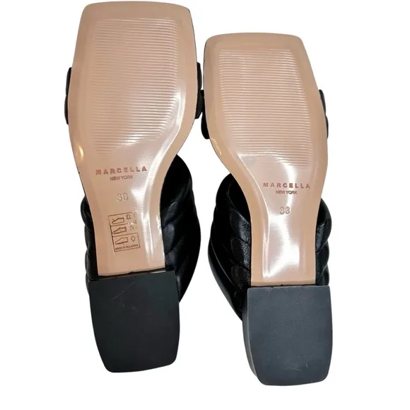 NWT Marcella New York Korin Sandals Black Leather Size 38 New