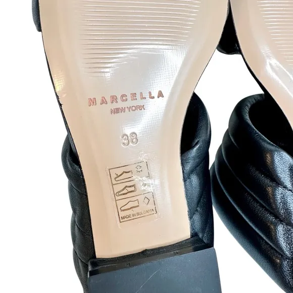 NWT Marcella New York Korin Sandals Black Leather Size 38 New