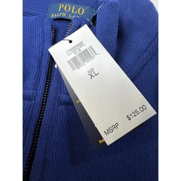 NWT Men's POLO‎ RALPH LAUREN LS HZ-LONG SLEEVE-KNIT Blue XL/TG/EG $125