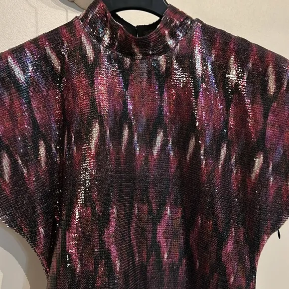 NWT Misa Los Angeles‎ Divia ikat sequins midi dress
