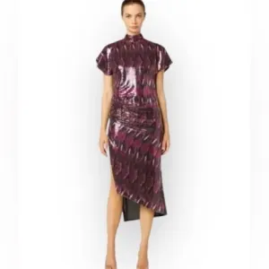 NWT Misa Los Angeles‎ Divia ikat sequins midi dress