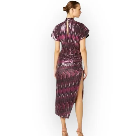 NWT Misa Los Angeles‎ Divia ikat sequins midi dress