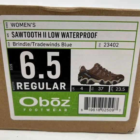 NWT Oboz Sawtooth II Brown Lace-Up Mesh Hiking Shoes Size US 6.5